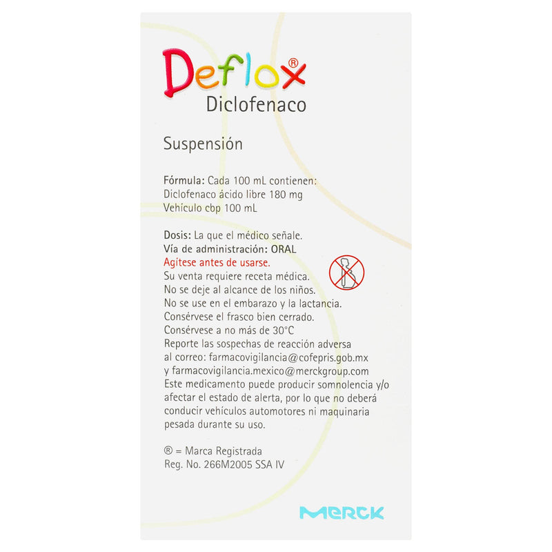 Deflox Suspensión 180Mg/100Ml 120Ml (Diclofenaco) - WeCare Pharma