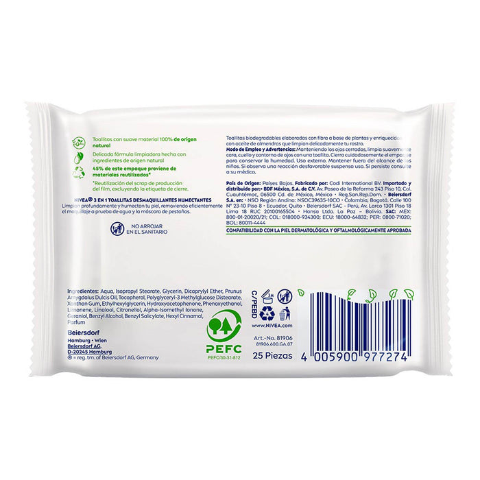 Toallitas Desmaquillantes Nivea 3 En 1 P/Seca Con 25 - WeCare Pharma