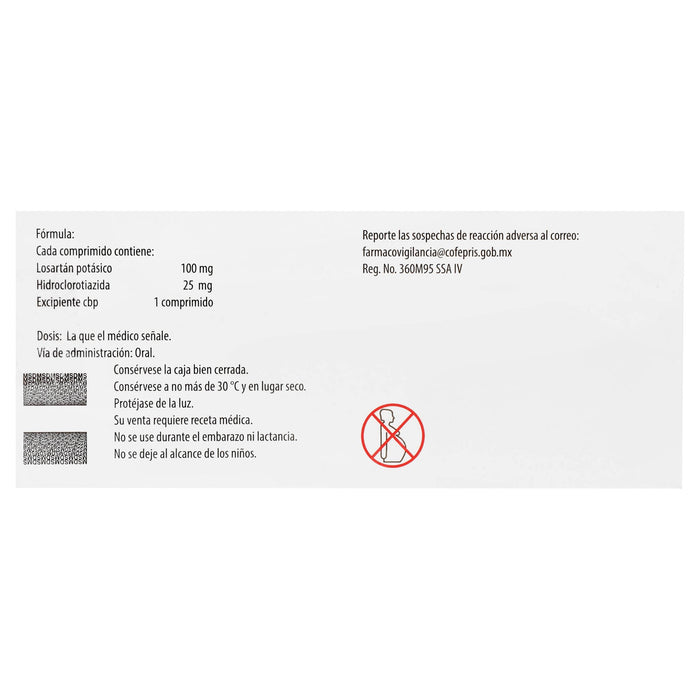 Hyzaar 100Mg/25Mg Con 30 Comprimidos (Losartan/Hidroclorotiazida) - WeCare Pharma