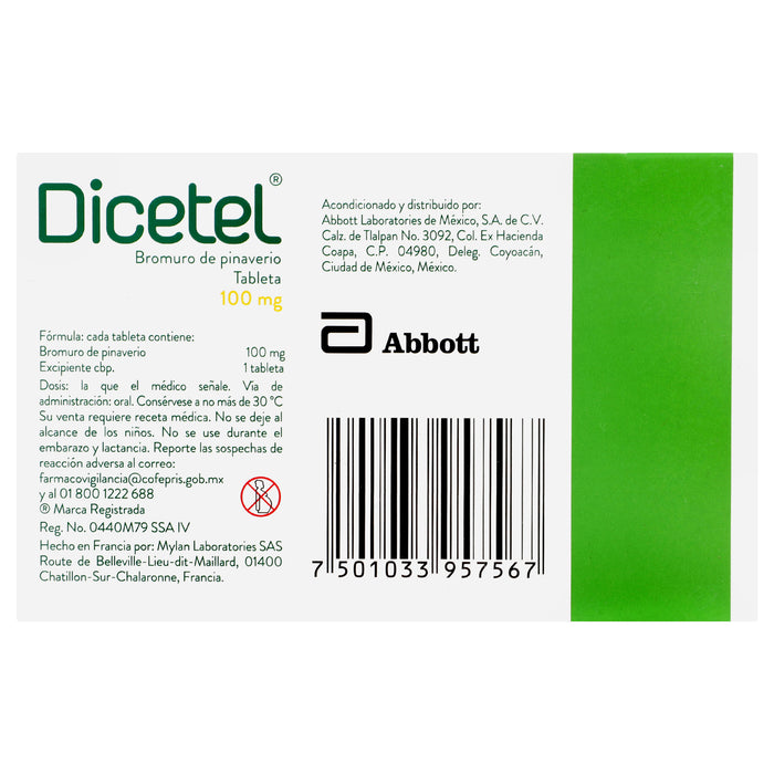 Dicetel 100Mg Con 14 Tabletas (Bromuro De Pinaverio) 6 - 7501033957567