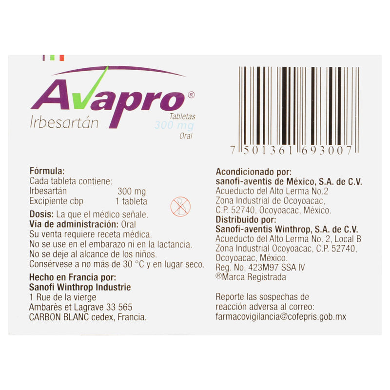 Avapro 300Mg Con 28 Tabletas (Irbesartan) - WeCare Pharma