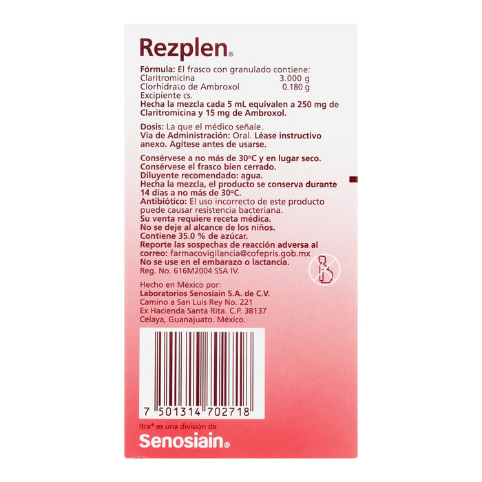 Rezplen Suspensión 250Mg/15Mg 60Ml (Claritromicina/Ambroxol) - WeCare Pharma
