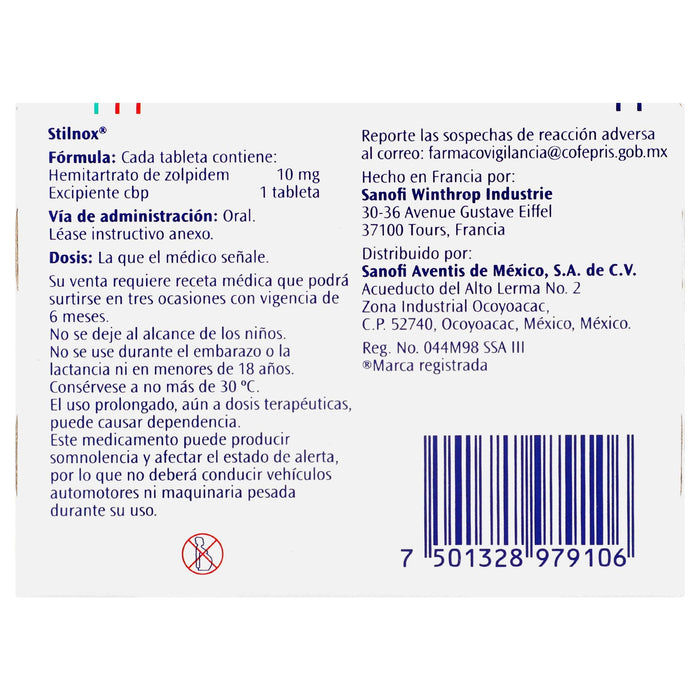 Stilnox (Zolpidem) Tabletas 10Mg Con 30 - WeCare Pharma