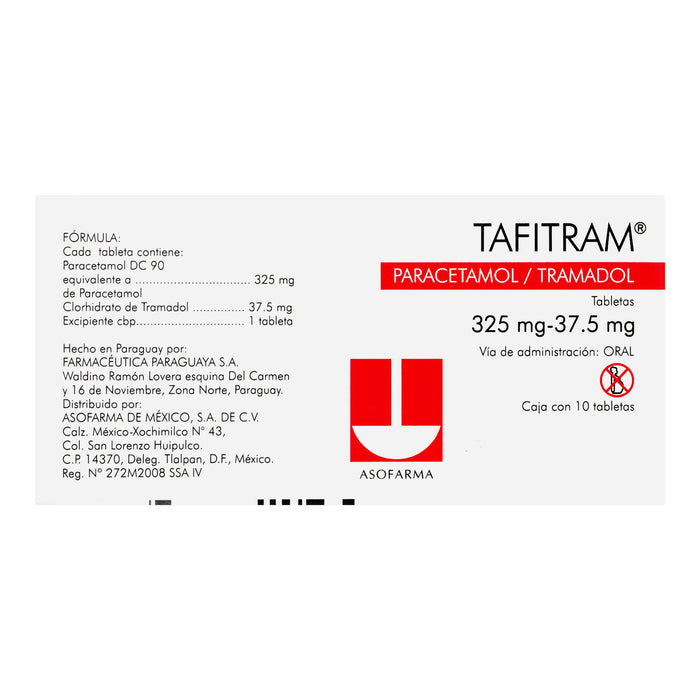 Tafitram 325Mg/37.5Mg Con 10 Tabletas (Paracetamol/Tramadol) 6 - 7841141003528