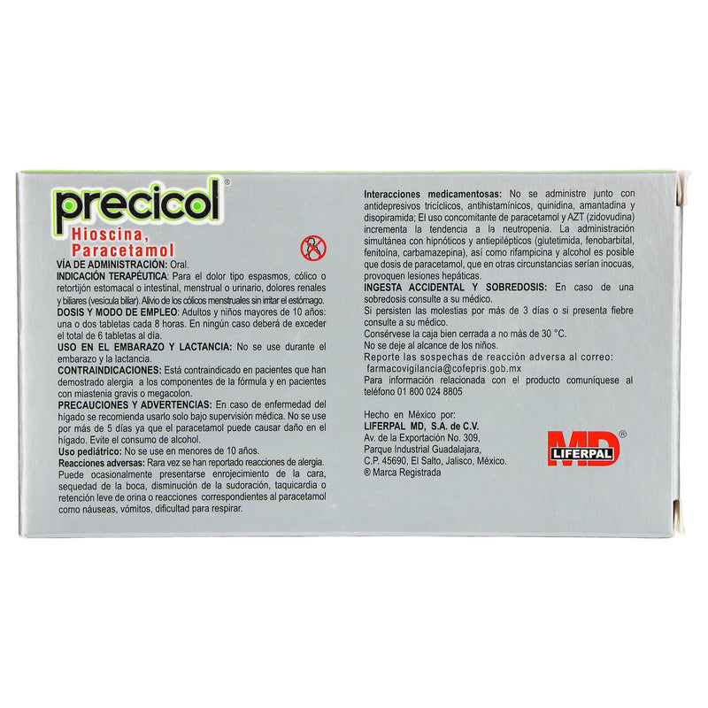 Precicol 10Mg/500Mg Con 20 Tabletas (Hioscina/Paracetamol) - WeCare Pharma