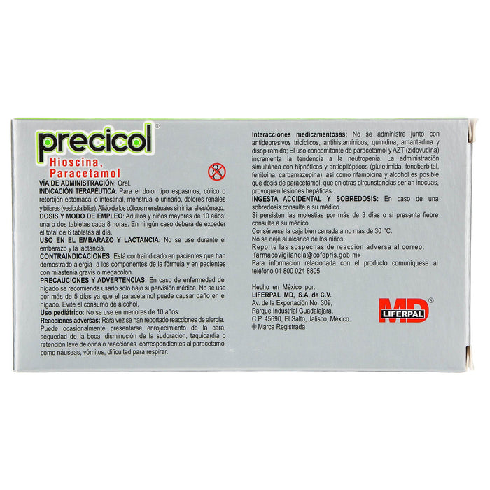 Precicol 10Mg/500Mg Con 20 Tabletas (Hioscina/Paracetamol) - WeCare Pharma