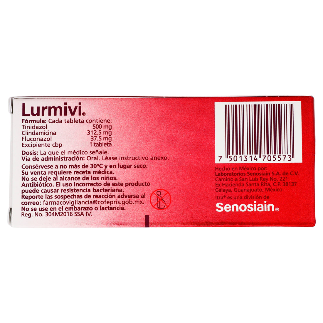 Lurmivi 500Mg/312.5Mg/37.50Mg Con 4 Tabletas (Tinidazol/Clindamicina/Fluconazol) 7 - 7501314705573