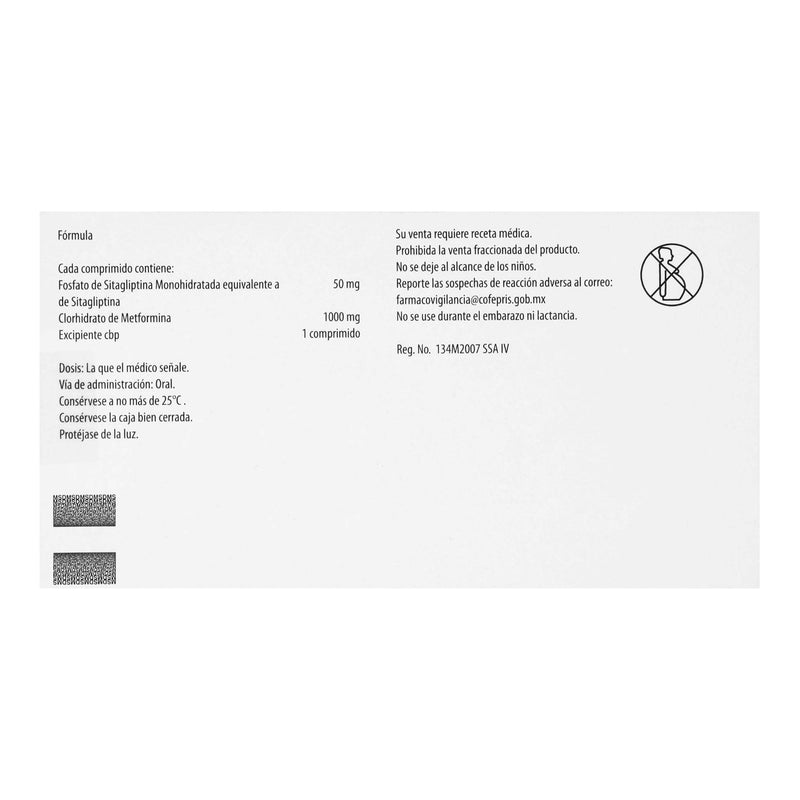 Janumet 50Mg/1000Mg Con 56 Tabletas (Sitagliptina/Metformina) - WeCare Pharma