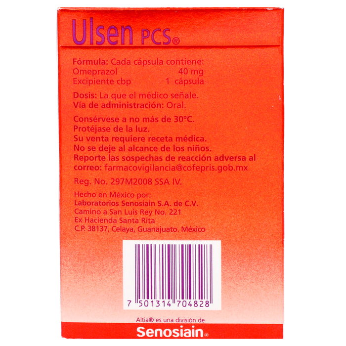 Ulsen Pcs 40Mg Con 14 Capsulas (Omeprazol) 7 - 7501314704828