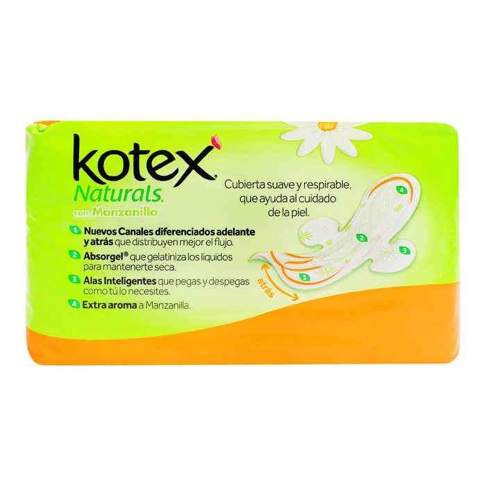 Toallas Kotex Naturals Manzanilla Con Alas Con 10 - WeCare Pharma