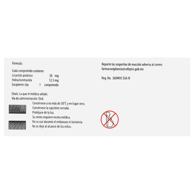 Hyzaar 50Mg/12.5 Con 30 Comprimidos (Losartan/Hidroclorotiazida) - WeCare Pharma