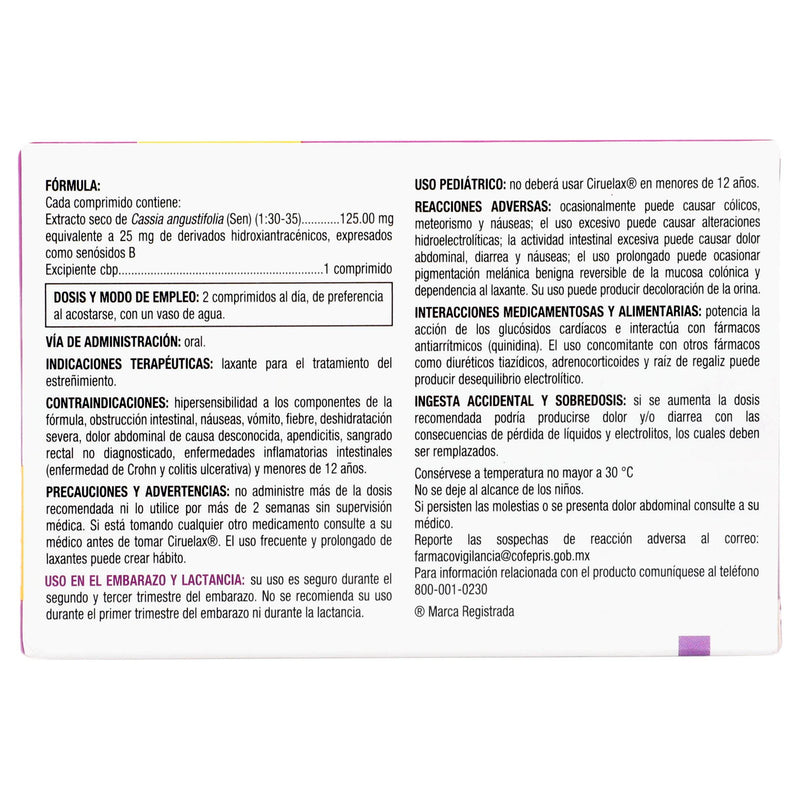 Ciruelax Forte 25Mg Con 24 Comprimidos (Cassia Angustifolia) - WeCare Pharma