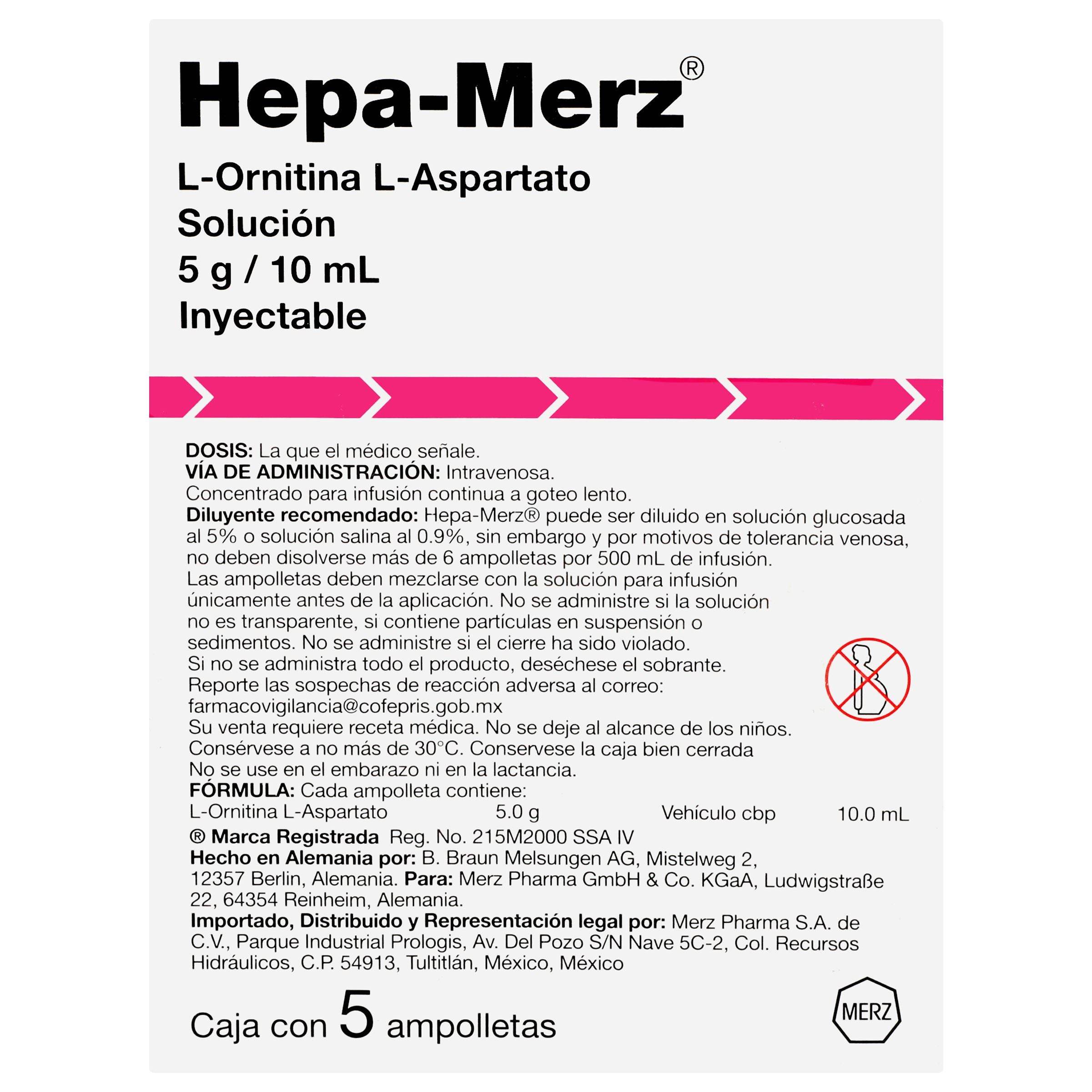 Hepames Injection Hepa-Merz 5G/10Ml Con 5 Ampulas (L-Ornitina/L-Aspartato) — WeCare Pharma