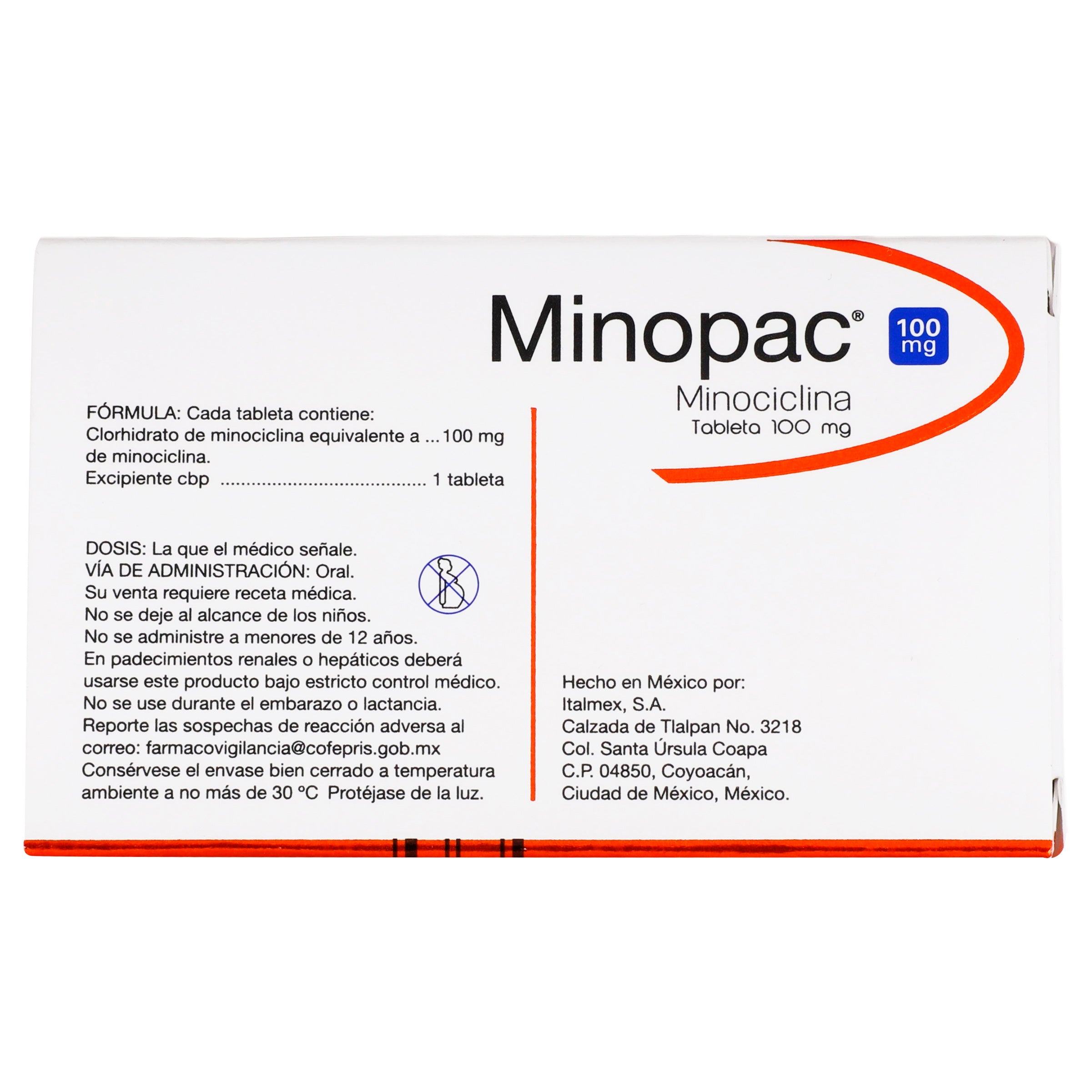 Minopac 100Mg Con 30 Capsulas (Minociclina) 6 - 7501390913107