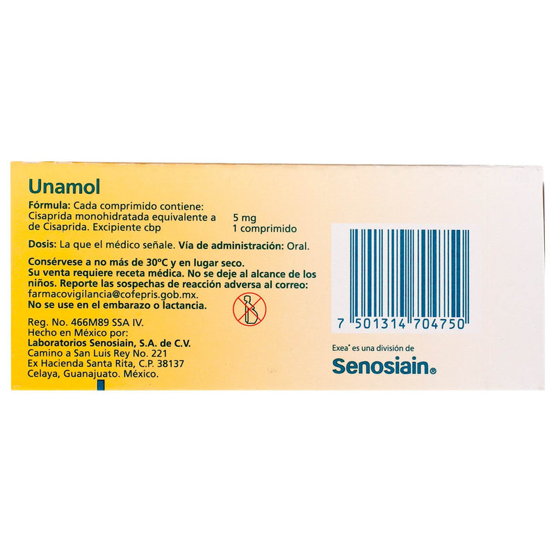 Unamol 5Mg Con 30 Comprimidos (Cisaprida) - WeCare Pharma