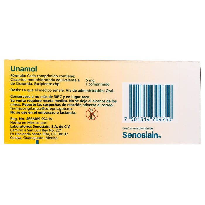 Unamol 5Mg Con 30 Comprimidos (Cisaprida) 6 - 7501314704750