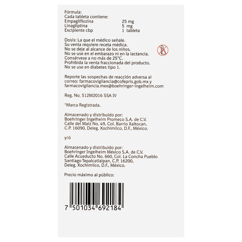 Jardianz Dpp 25Mg/5Mg Con 30 Tabletas (Empagliflozina/Linagliptina) - WeCare Pharma