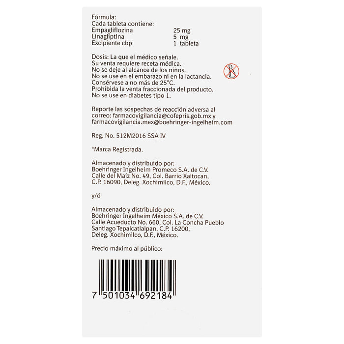 Jardianz Dpp 25Mg/5Mg Con 30 Tabletas (Empagliflozina/Linagliptina) - WeCare Pharma