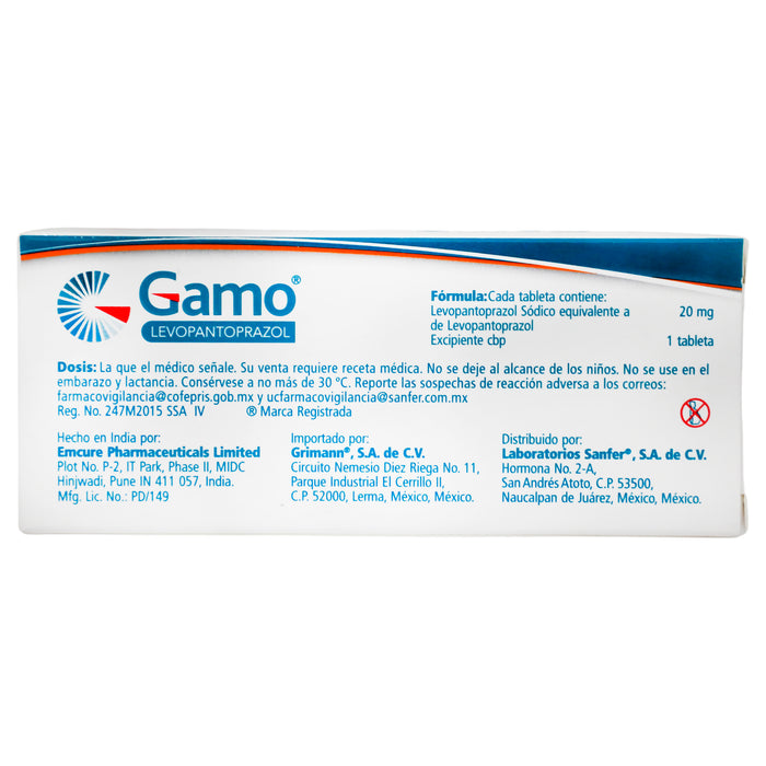 Gamo 20Mg Con 28 Tabletas (Levopantoprazol) 6 - 7501070602154