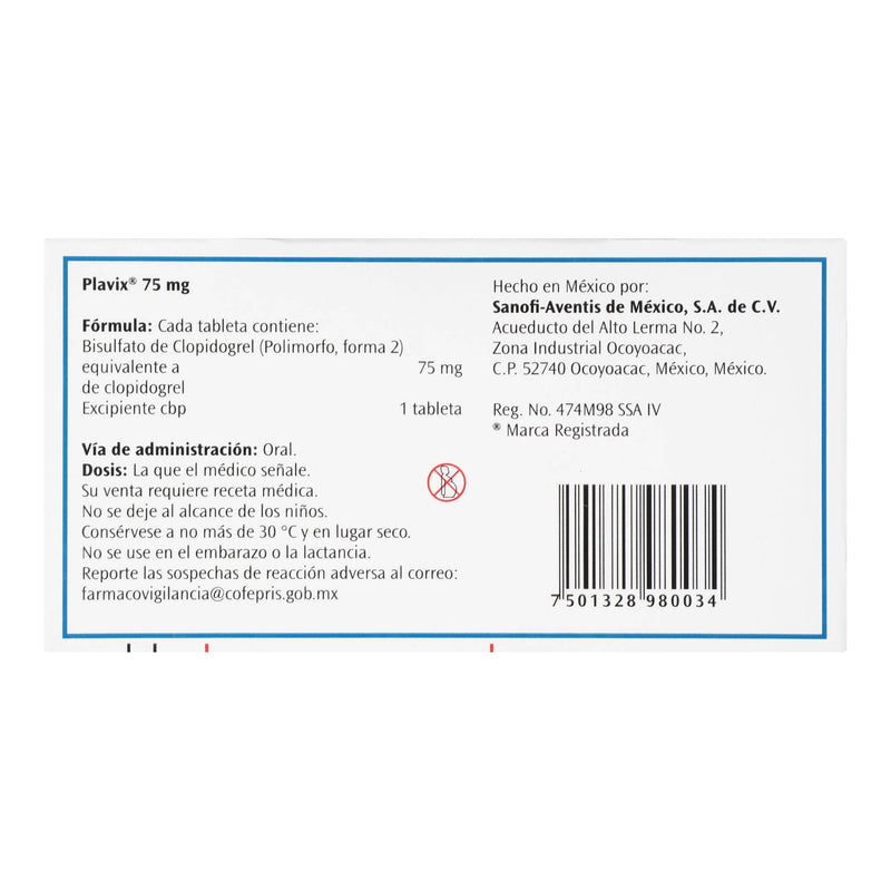 Plavix 75Mg Con 28 Tabletas (Clopidogrel) - WeCare Pharma