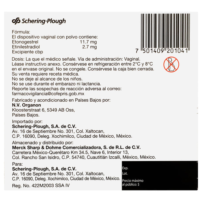 Nuvaring Disp Vaginal Polvo 11.7Mg/2.7Mg Con 1 (Etonogestrel/Etinilestradiol) - WeCare Pharma