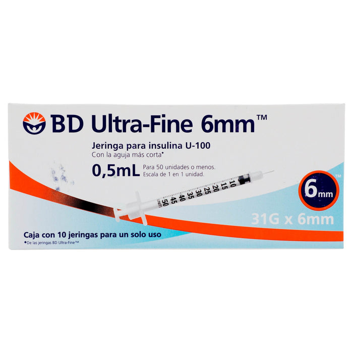 Jeringa Insulina Ultrafine Bd 0.5Ml 31Gx6Mm Con 10 - WeCare Pharma