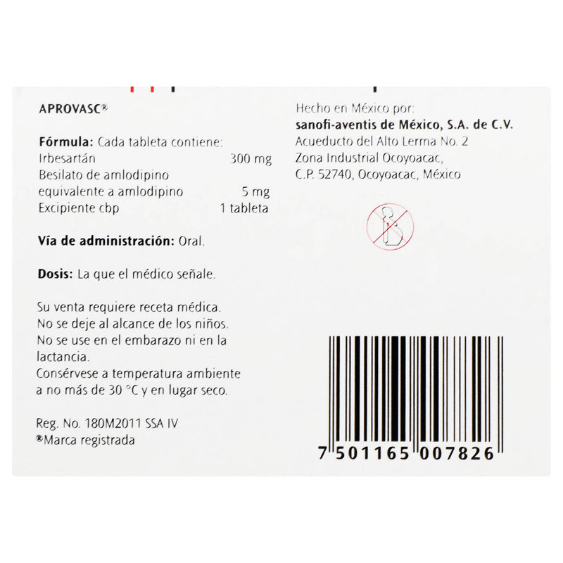 Aprovasc (Irbesartan/Amlodipino) Tabletas 300Mg/5Mg Con 14 - WeCare Pharma