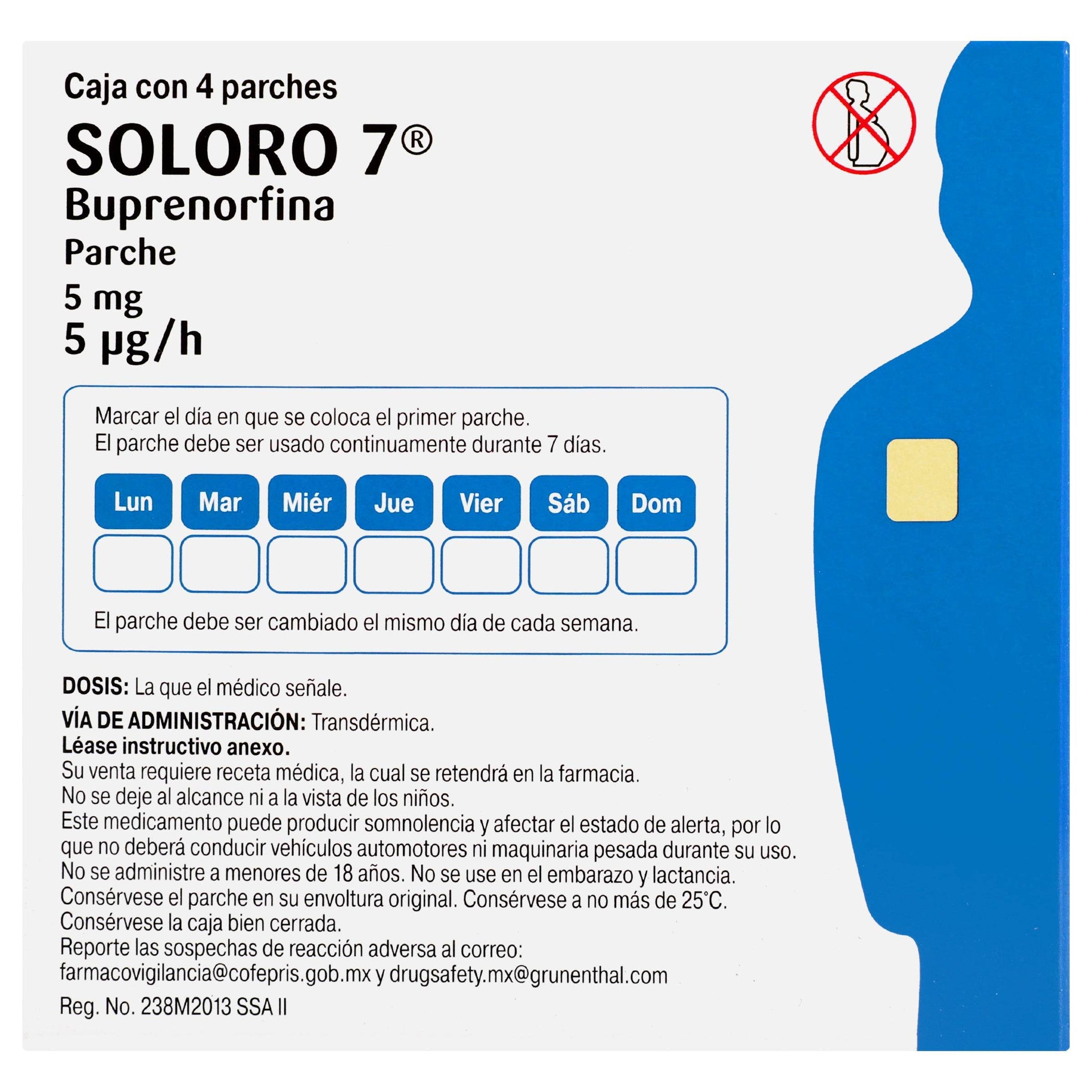 Soluro Soloro 7 (Buprenorfina) Parche 5Mg Con 4 — WeCare Pharma