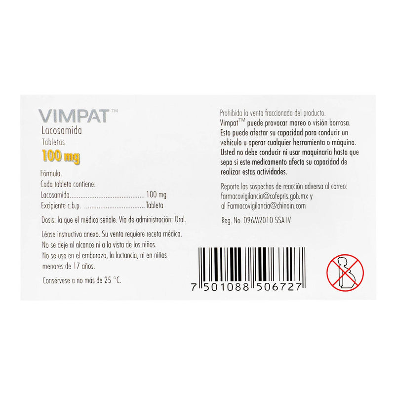 Vimpat 100 Mg Con 28 Tabletas (Lacosamida) - WeCare Pharma