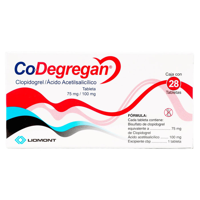 Co-Degregan 75Mg/100Mg Con 28 Tabletas (Clopidogrel/Acido Acetilsalici ...