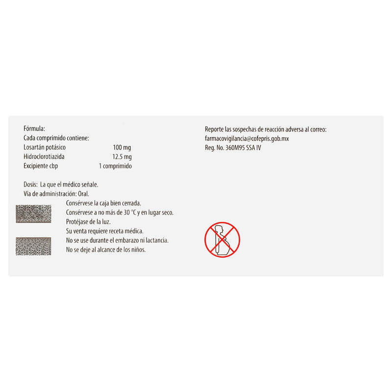 Hyzaar 100Mg/12.5Mg Con 30 Comprimidos (Losartan/Hidroclorotiazida) - WeCare Pharma