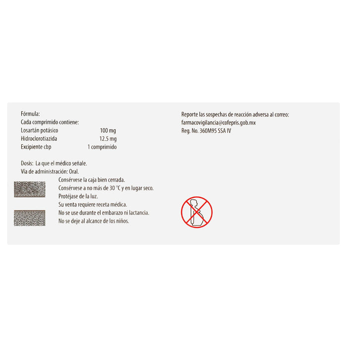 Hyzaar 100Mg/12.5Mg Con 30 Comprimidos (Losartan/Hidroclorotiazida) - WeCare Pharma