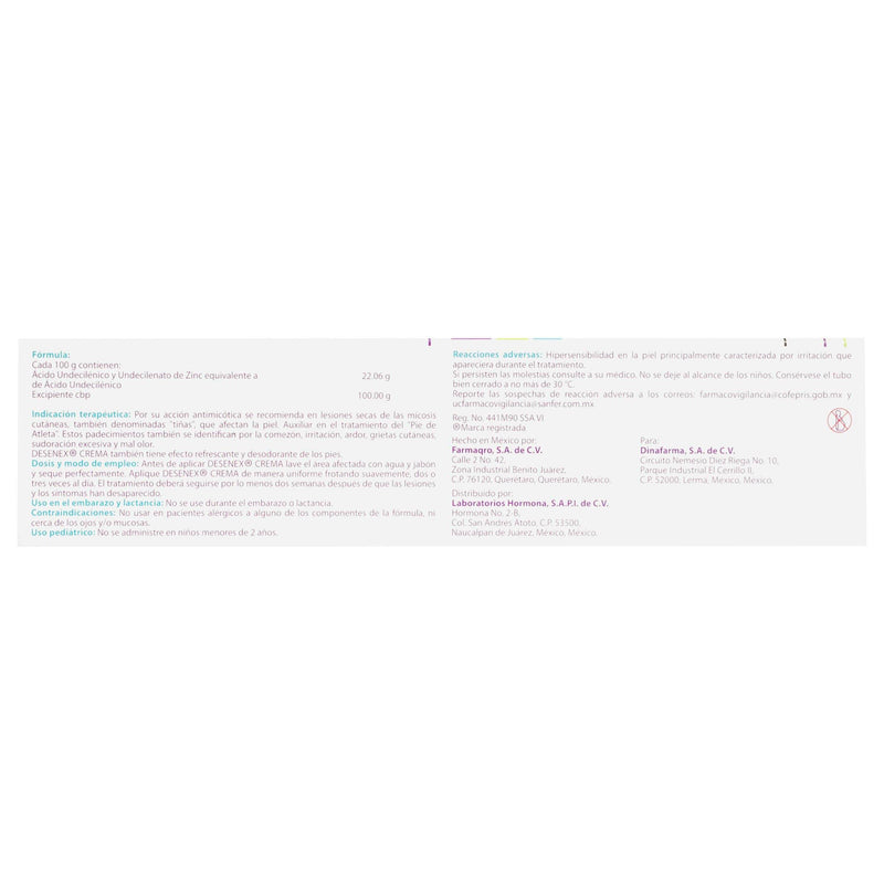 Desenex Crema 22.06G/100G Tubo 48G (Ácido Undecilenico) - WeCare Pharma