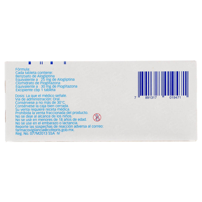 Incresina P 25Mg/30Mg Con 28 Tabletas (Alogliptina/Pioglitazona) - WeCare Pharma