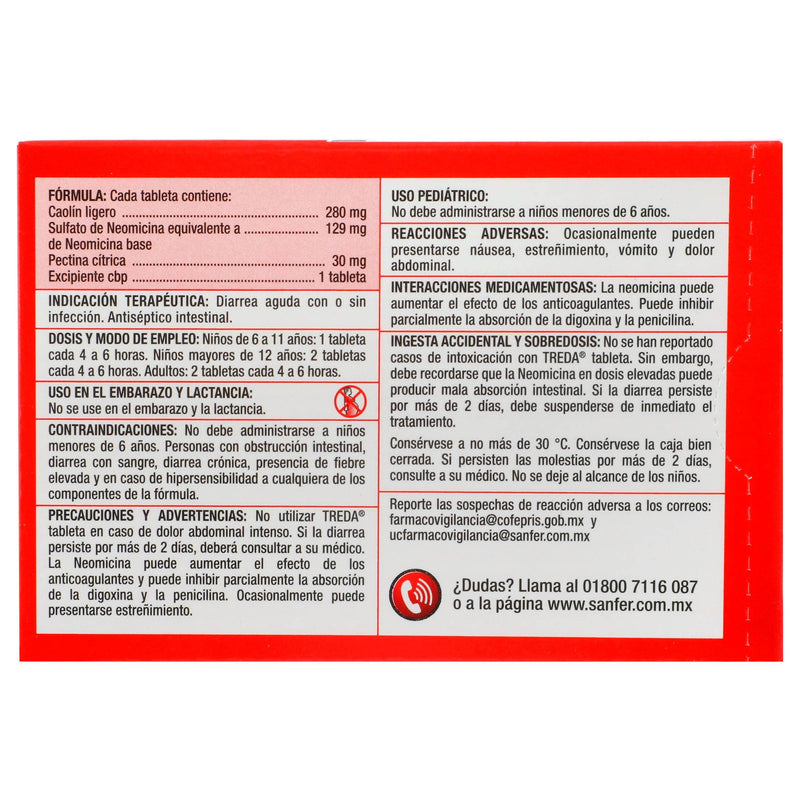 Treda 129Mg/280Mg/30Mg Con 20 Tabletas (Neomicina/Caolin/Pectina) - WeCare Pharma