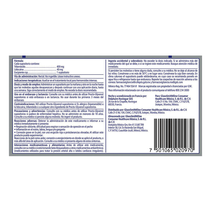 Proctoglyvenol 400Mg Con 5 Supositorios 7501065020970 4