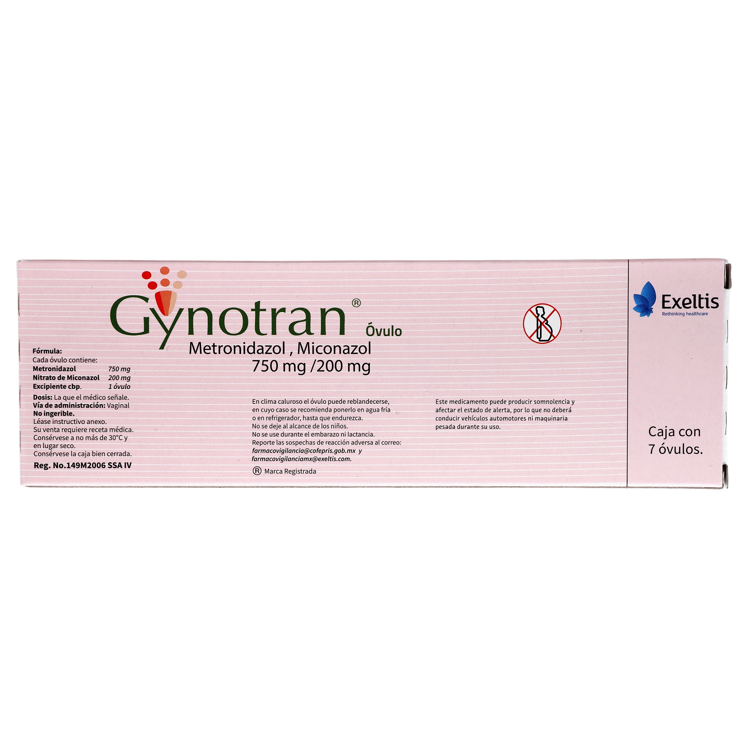 Gynotran Ovulos 750Mg/200Mg Con 7 (Metronidazol/Miconazol) 6 - 7501303437003