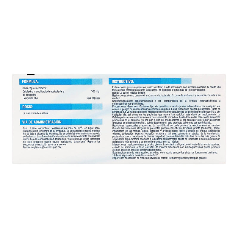 Naxifelar 500Mg Con 20 Capsulas (Cefalexina) - WeCare Pharma