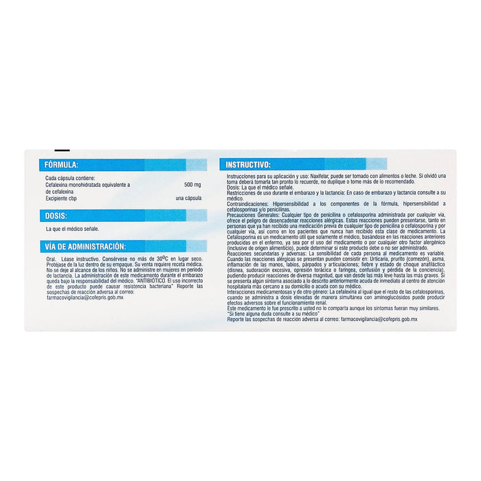 Naxifelar 500Mg Con 20 Capsulas (Cefalexina) - WeCare Pharma