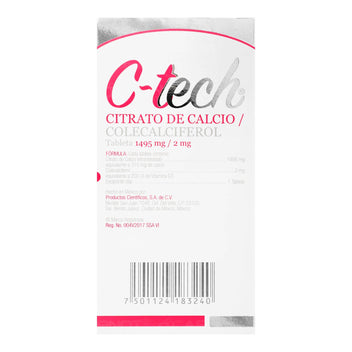 C-Tech 1495Mg/2Mg Con 60 Tabletas (Calcio/Colecalciferol) — WeCare Pharma