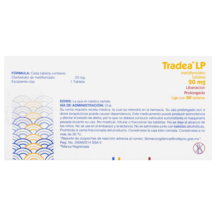 Tradea Lp (Metilfenidato) Tabletas 20Mg Con 30 - WeCare Pharma