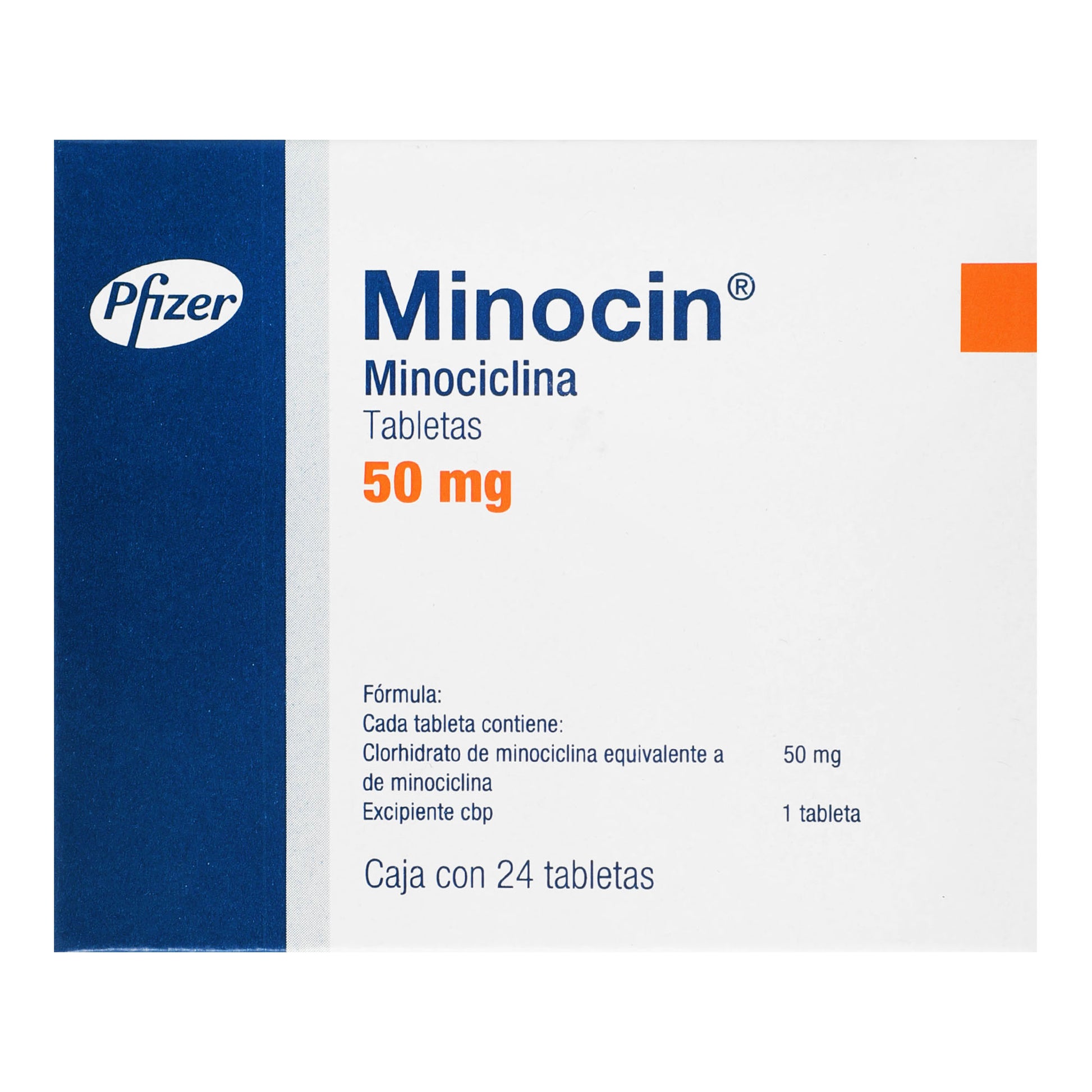 Minocin 50Mg Con 24 Tabletas (Minociclina) 5 - 7501228300284