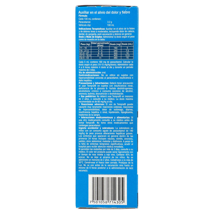 Tempra Infantil Jarabe 3.2G/100Ml 120Ml (Paracetamol) - WeCare Pharma