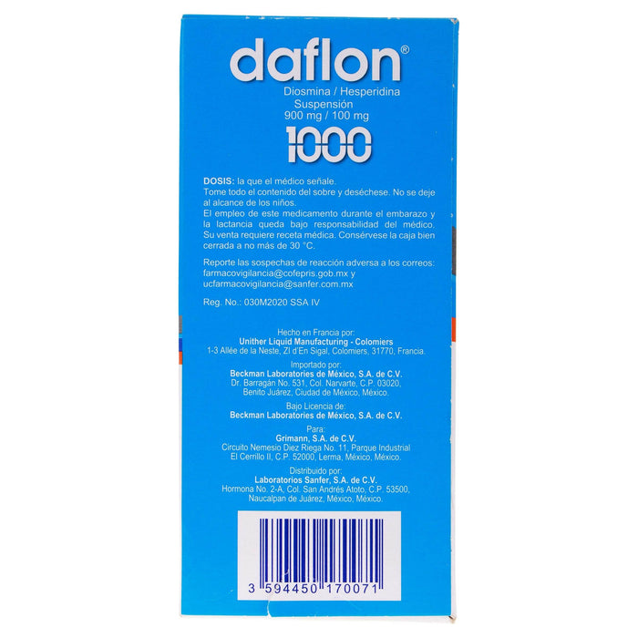 Daflon 1000 (Diosmina/Hesperidina) Sobres 900Mg/100Mg Con 30 - WeCare Pharma