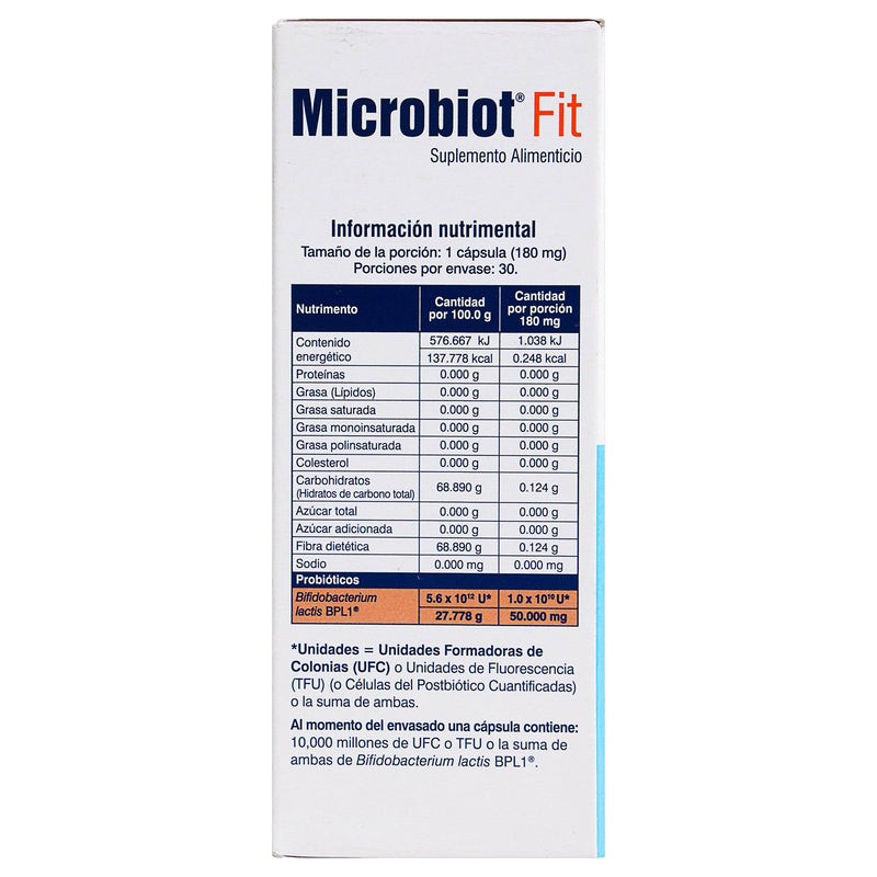 Microbiot Fit 180Mg Con 30 Capsulas (Bifidobaterium Lactis Bpl1) - WeCare Pharma