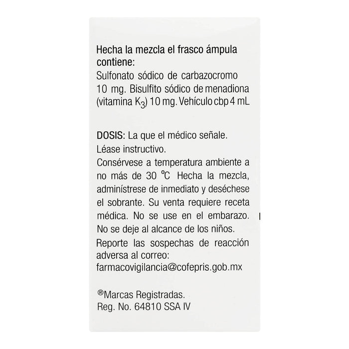 Hemosin-K 10Mg/5Ml Con 3 Ampulas (Carbazocromo/Bisulfito Sodico De Menadiona) - WeCare Pharma