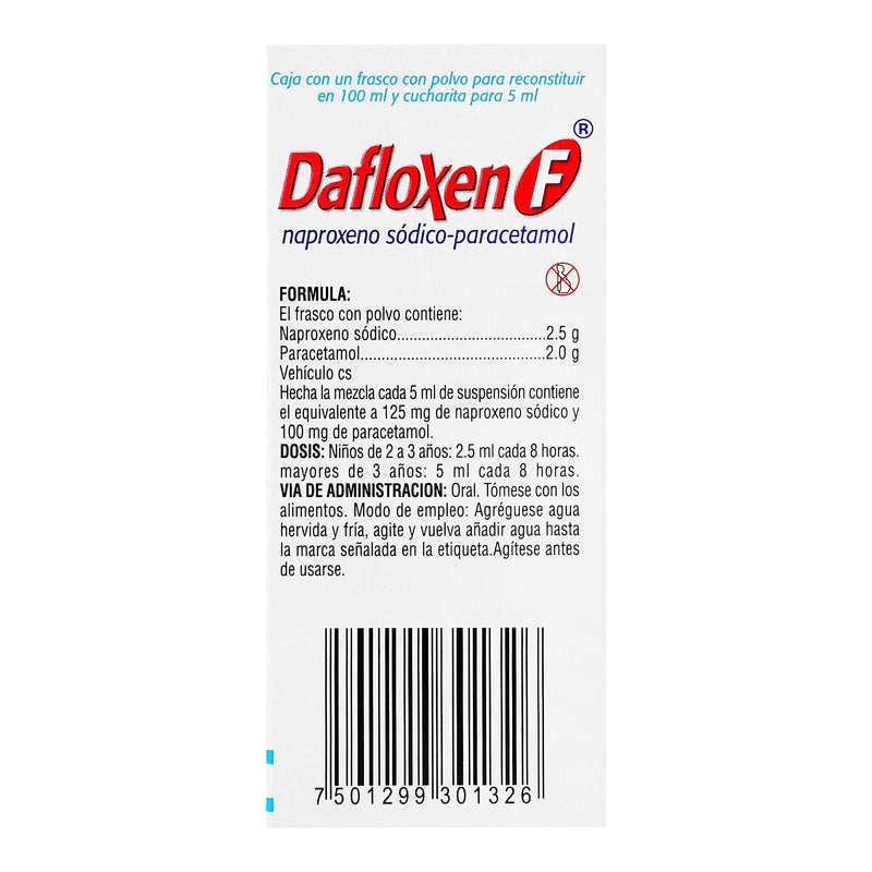 Dafloxen F Suspensión 125Mg/100Mg/5Ml 100Ml (Naproxeno/Paracetamol) - WeCare Pharma