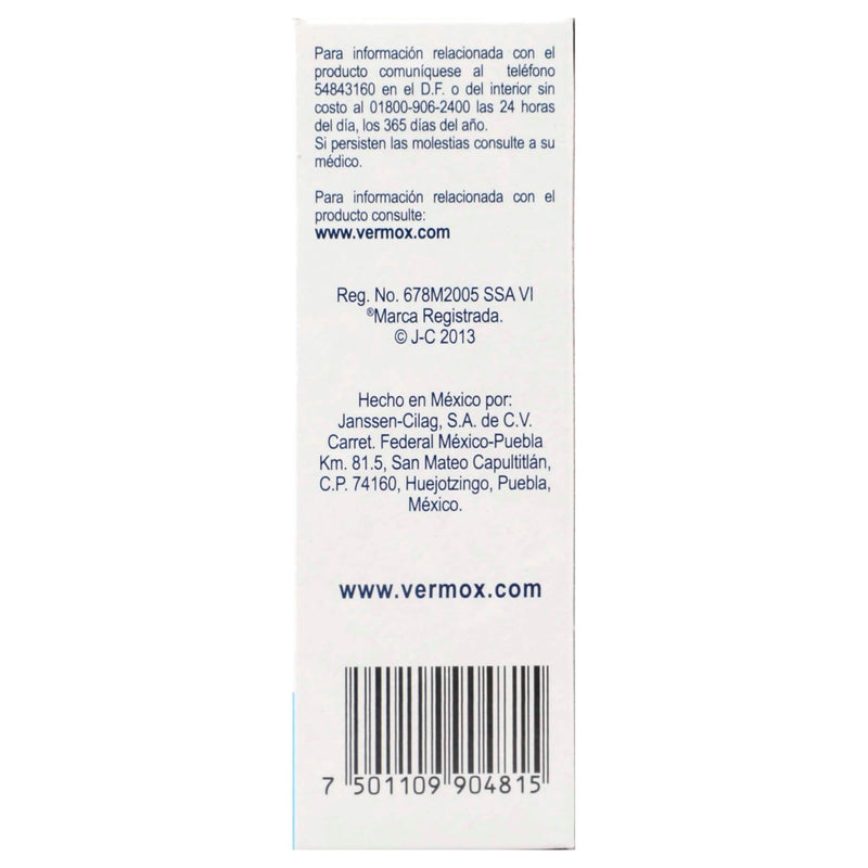 Vermox Plus Ped Suspensión 60Mg/10Mg 10Ml (Mebendazol/Quinfamida) - WeCare Pharma