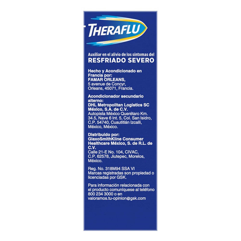 Theraflu Sobres 650Mg/20Mg/10Mg Con 10 Limon (Paracetamol/Feniramina/Fenilefrina) - WeCare Pharma