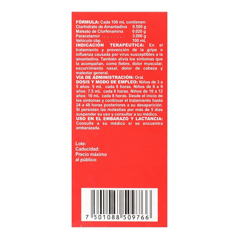 Antiflu-Des Jr Solución 500Mg/3Mg/1G/100Ml 60Ml (Amantadina/Clorfenamina/Paracetamol) - WeCare Pharma